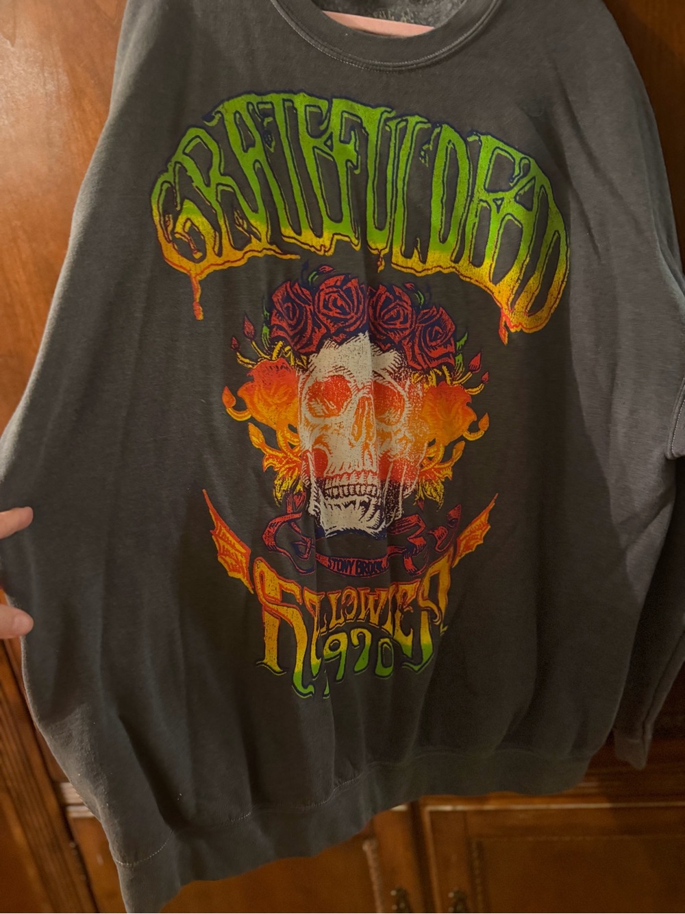 Grateful Dead Style Womens Black Graphic Sweatshirt - Skull & Roses